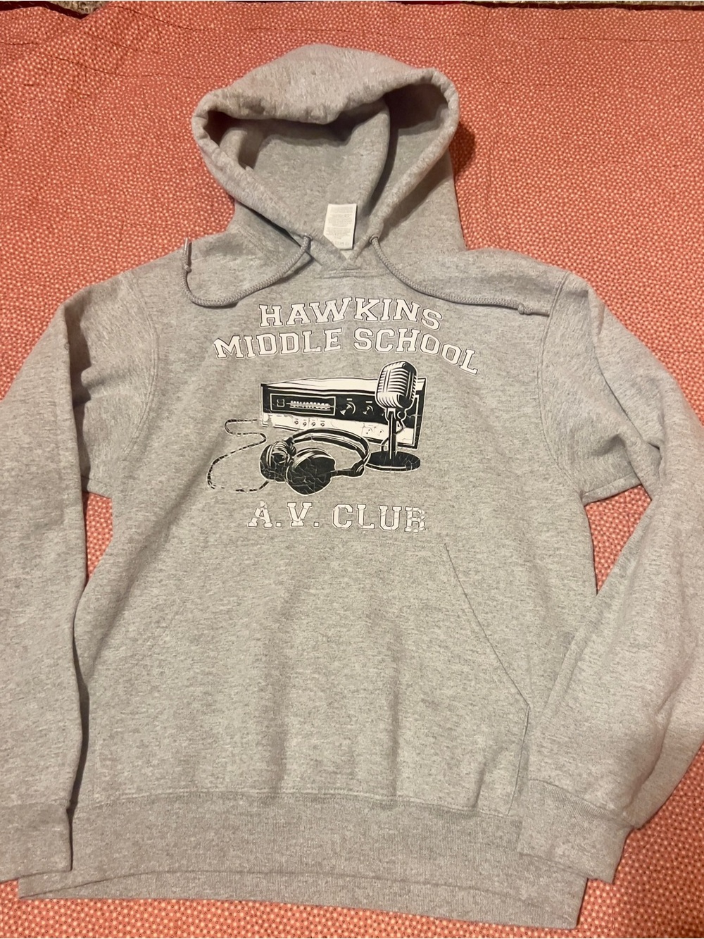 Gray Hawkins Middle School A.V. Club Hooded Sweatshirt STRANGER THINGS